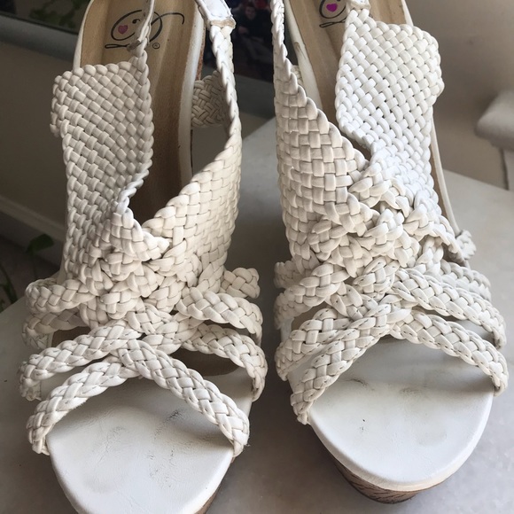 White woven summer cork wedges - Picture 4 of 6